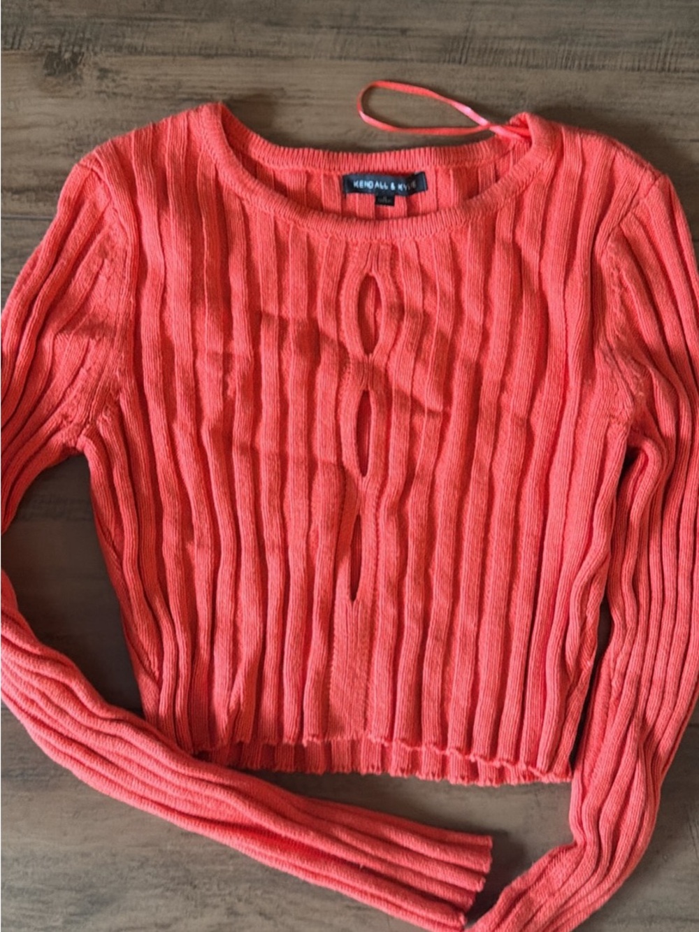 Kendall & Kylie Coral Ribbed Knit Sweater